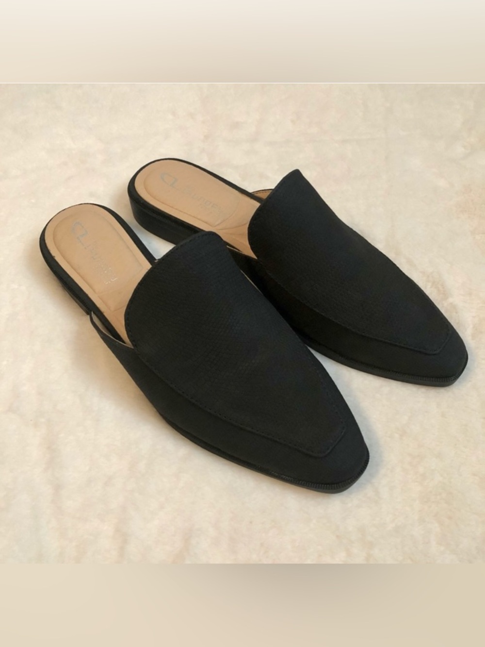 CL By Laundry Womens Softest Animal Print Black Mules size 6.5 New Without Box